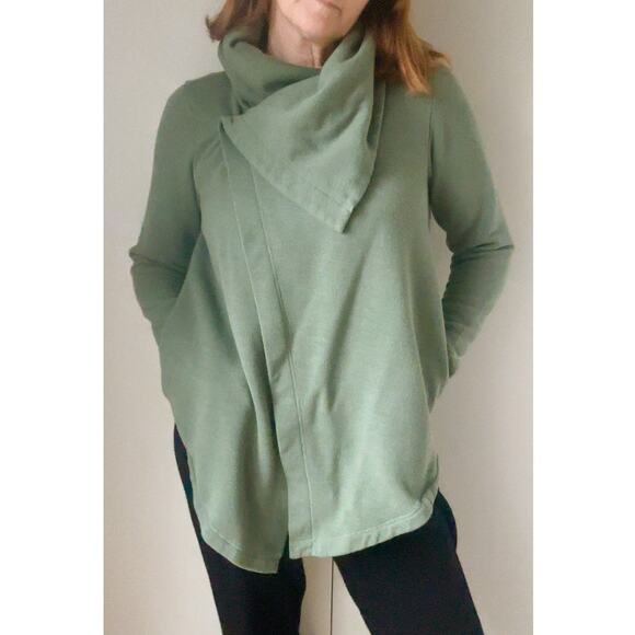 Z By Zella Sweater Cardigan Green Agave Shooting Star Drape Pullover Size M - Picture 10 of 12
